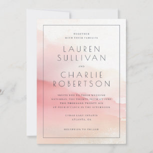 Elegant Pink Watercolor Wedding Invitations