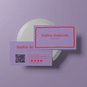 Elegant Pink Wavy Border for Women Professional Business Card