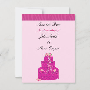 Elegant Pink Wedding Cake Save the Date