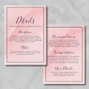 Elegant Pink Wedding Details Enclosure Card