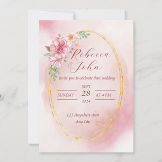 Elegant pink wedding invitation 