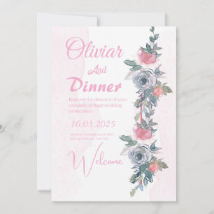 "Elegant Pink Wedding Invitation: A Perfect Blend Invitation