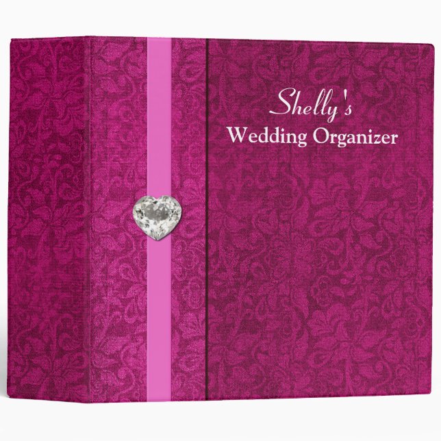 Elegant Pink Wedding Organizer Binder (Front/Spine)