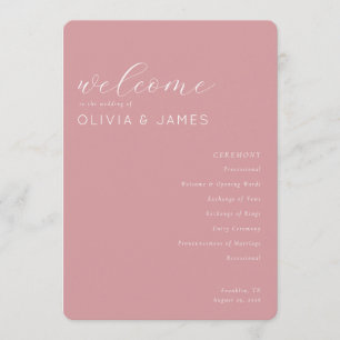 Elegant Pink Wedding Schedule Program