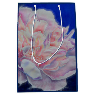 Elegant pink white blue pastel watercolor floral medium gift bag