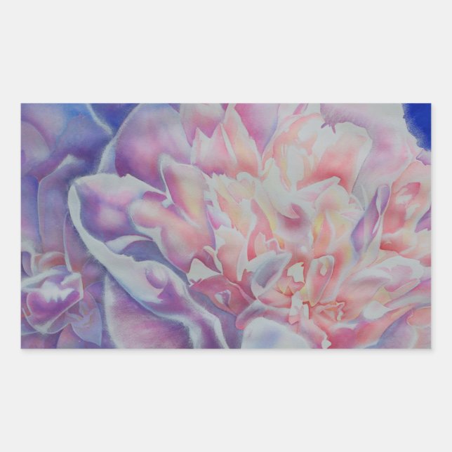 Elegant pink white blue pastel watercolor floral  sticker (Front)