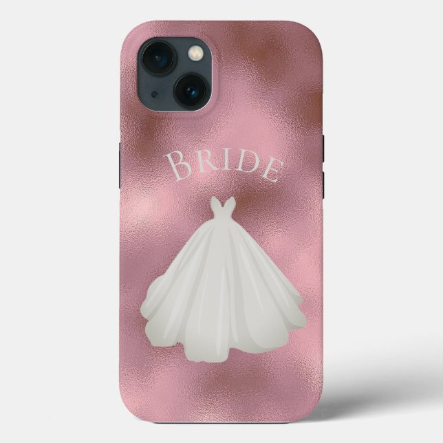 Elegant Pink White Bride Gown Typography Wedding  Case-Mate iPhone Case (Back)