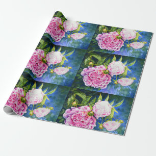 Elegant pink white classic watercolor floral wrapping paper