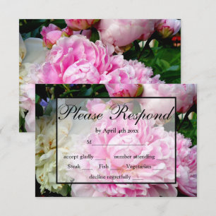 Elegant pink white floral peony RSVP