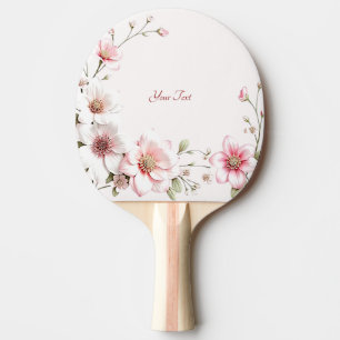 Elegant Pink White Floral Ping Pong Paddle