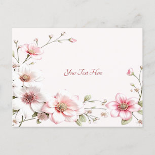 Elegant Pink White Floral Postcard