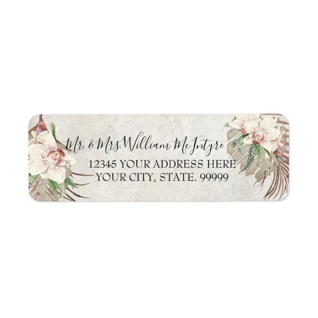 Elegant Pink White Floral Tropical Foliage Wedding (Front)