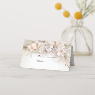 Elegant Pink White Flowers Place Card