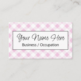 Elegant pink white gingham chequered business card