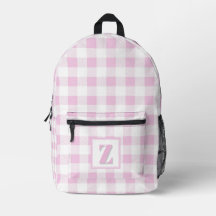 Elegant pink white gingham customizable monogram 