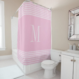 Elegant Pink &white gingham monogram