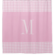 Elegant Pink &white gingham monogram