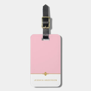 Elegant Pink White Gold Luggage Tag