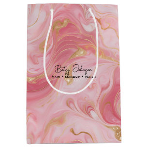 Elegant Pink White Gold Marbled Gift Bag