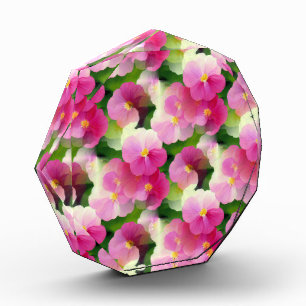 Elegant Pink & White Impatiens Flower Pattern Photo Block