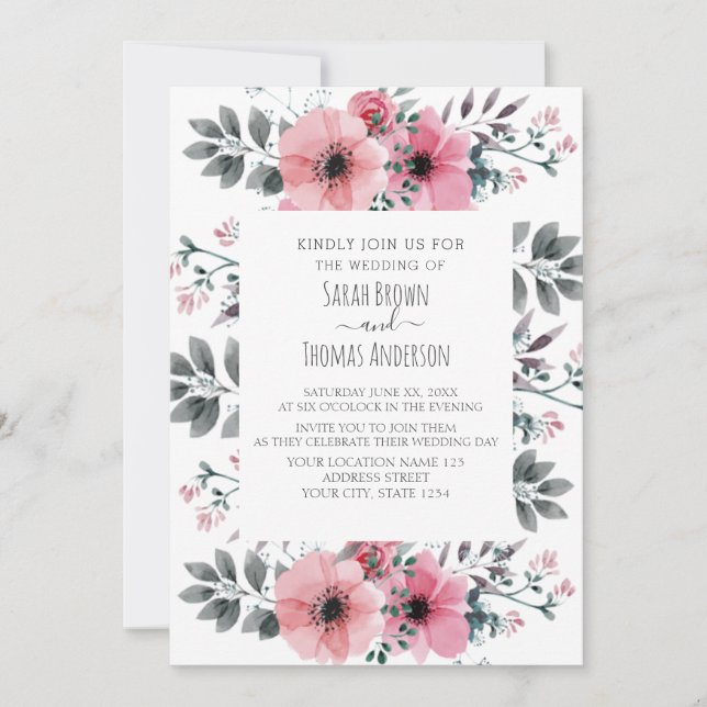 ELEGANT PINK & WHITE INVITE (Front)
