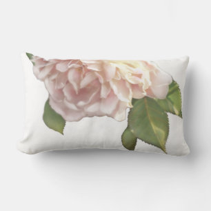 Elegant pink white Ivory peach roses Lumbar Pillow
