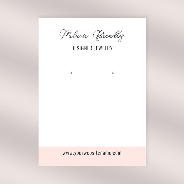 Elegant Pink White Jewellery Earring Display   Business Card (Stylishly Personalize with Your Custom Name & Optional Text.)