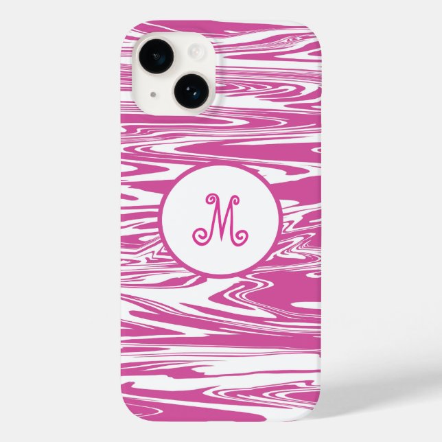 Elegant Pink White Monogram Stylish Personalize Case-Mate iPhone Case (Back)