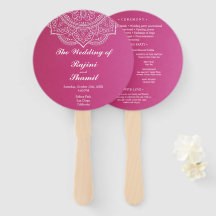 Elegant Pink White Paisley Indian Wedding Program