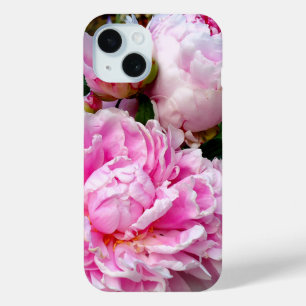 Elegant pink white peony floral garden photo iPhone 15 case