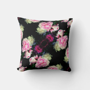Elegant pink white peony floral garden photo throw pillow