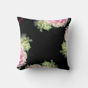 Elegant pink white peony floral garden photo throw pillow