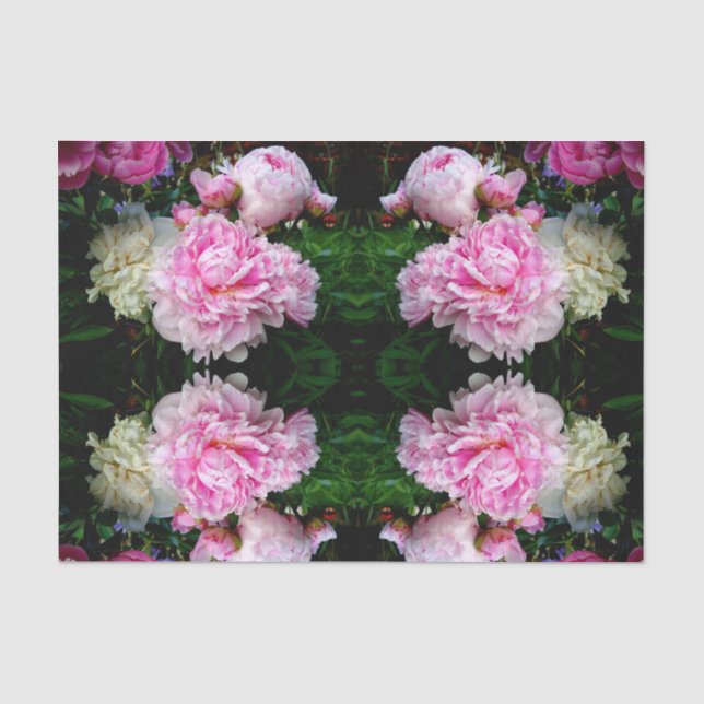 Elegant pink white peony floral garden photo tissue paper (Front)