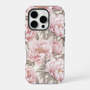 Elegant Pink White Peony Flowers iPhone case