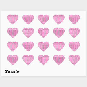 Elegant Pink & White Plaid  Flower Pattern Heart Sticker