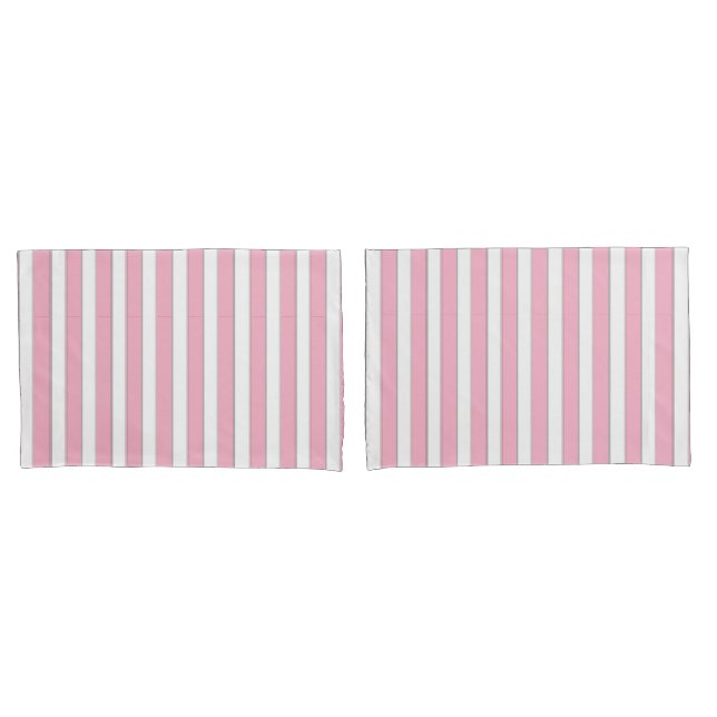 Elegant Pink, White & Silver Striped Case Set Pillowcase (Front-Set)