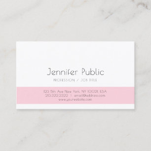 Elegant Pink White Simple Design Plain Trendy Business Card