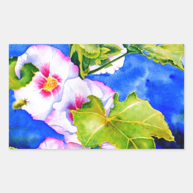 Elegant pink white watercolor floral garden sticker (Front)