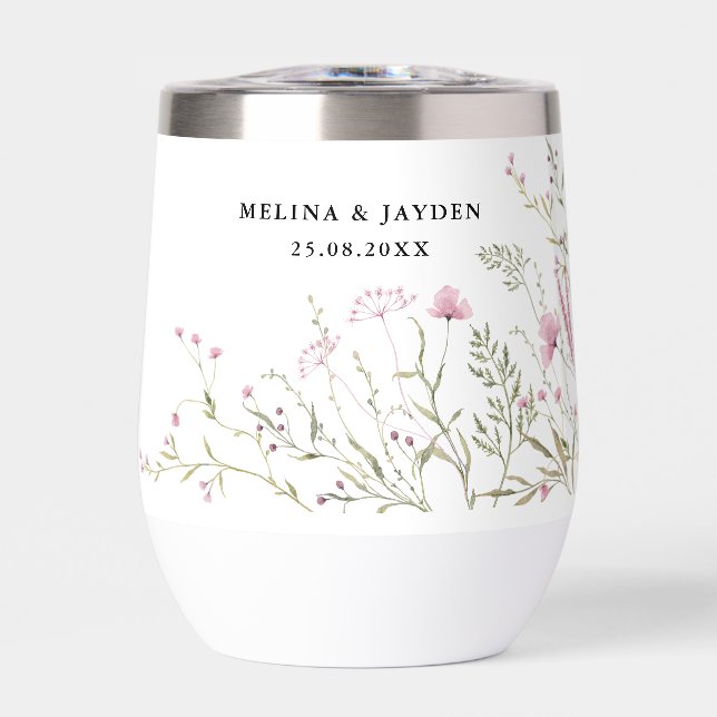 Elegant Pink Wild Floral Wedding  (Front)