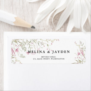 Elegant Pink Wild Floral Wedding Address