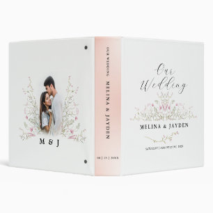 Elegant Pink Wild Floral Wedding Binder