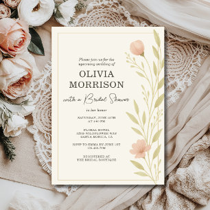 Elegant Pink Wildflower Bridal Shower Invitation