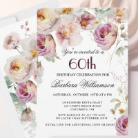 Elegant Pink Wildflower Floral 60th Birthday Party