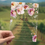 Elegant Pink Wildflower Floral 80th Birthday Party Acrylic Invitations<br><div class="desc">Start this special 80th birthday celebration in a elegant style with this beautifully feminine gentle floral invitation with watercolor mixed wildflowers and trailing greenery. All of the text can be personalized for your party including the guest of honour's age. If you have any special requests or require design assistance, just...</div>