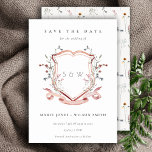 Elegant Pink Wildflower Monogram Watercolor Crest Save The Date<br><div class="desc">Pastel Wildflower watercolor Collection- it's an elegant watercolor Illustration of pink blush watercolor delicate wildflowers with a modern minimal touch. Perfect for your modern floral wedding & parties. It’s very easy to customize,  with your personal details. If you need any other matching product or customization,  kindly message via Zazzle.</div>