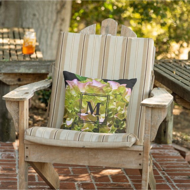 Elegant  pink yellow green flowers florals  outdoor pillow (Chair)