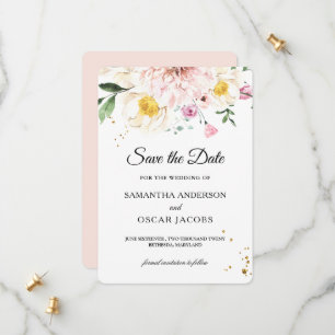 Elegant Pink & Yellow Watercolor Floral Save The Date