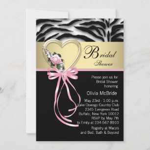 Elegant Pink Zebra Bridal Shower Invitation