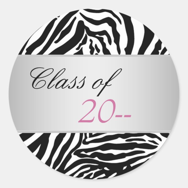 Elegant Pink Zebra Graduation Stickers (Front)