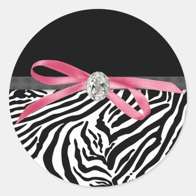 Elegant Pink Zebra Stickers (Front)